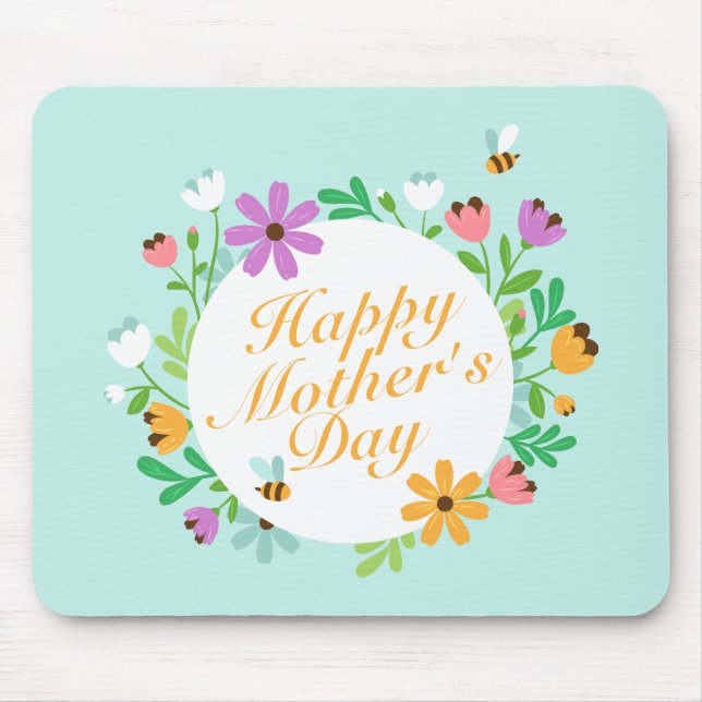 Alfombrilla De Ratón Elegante Feliz Día de la Madre Floral Mousepad (Frente)