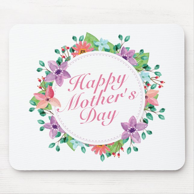 Alfombrilla De Ratón Elegante Feliz Día de la Madre Floral Mousepad (Frente)