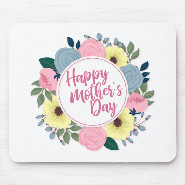 Alfombrilla De Ratón Elegante Feliz Día de la Madre Floral Mousepad (Frente)