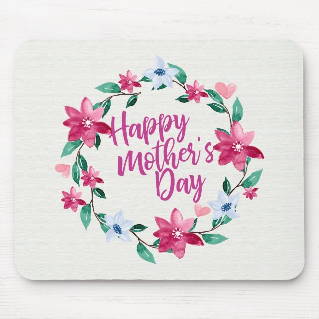 Alfombrilla De Ratón Elegante Feliz Día de la Madre Floral Mousepad (Frente)