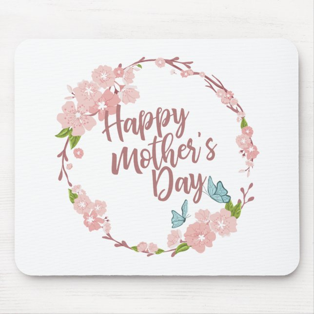 Alfombrilla De Ratón Elegante Feliz Día de la Madre Floral Mousepad (Frente)
