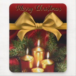 Alfombrilla De Ratón Elegante "Feliz Navidad" Dorada y Velas