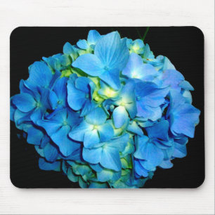 Alfombrilla De Ratón Elegante flor azul hidrangea floral
