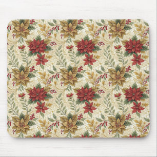 Alfombrilla De Ratón Elegante Floral de venado rojo y oro