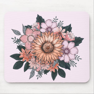 Alfombrilla De Ratón Elegante floral rosa