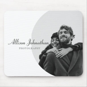 Alfombrilla De Ratón Elegante foto Personalizado moderna en blanco negr