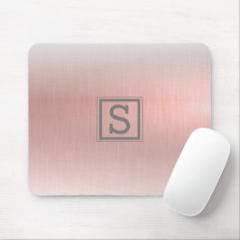 Alfombrilla De Ratón Elegante Glam de Monograma Metálico Rosa