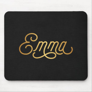 Alfombrilla De Ratón Elegante guión personalizado Emma Gold Black