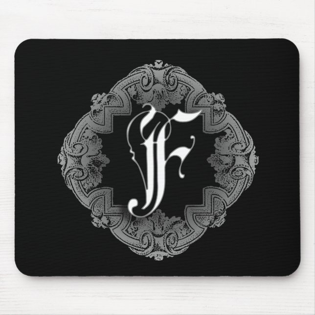 Alfombrilla De Ratón Elegante Inicial F Góthica (Frente)