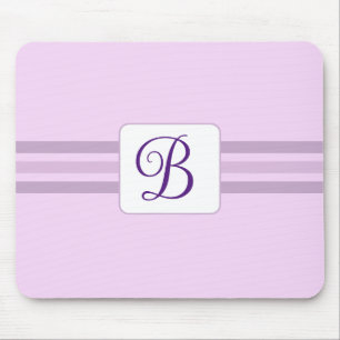 Alfombrilla De Ratón Elegante ligero morado rayado Fancy Inicial