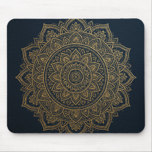 Alfombrilla De Ratón Elegante Mandala dorada en Mousepad de la Marina