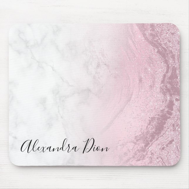Alfombrilla De Ratón Elegante mármol purpurina rosa rosa rosa moderno (Frente)