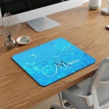 Elegante Monograma Azul Acuático Cardumen Oceánico