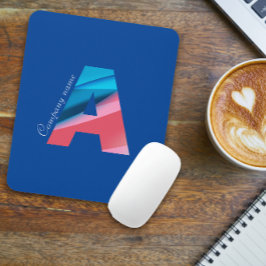 Alfombrilla De Ratón Elegante monograma azul de coral con letra A azul