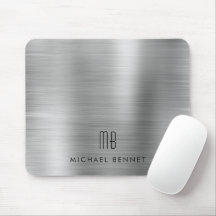 Elegante Monograma de Nombre Metálico Gris Platead