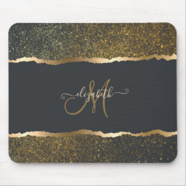 Alfombrilla De Ratón Elegante Monograma Moderno con Toque de Oro