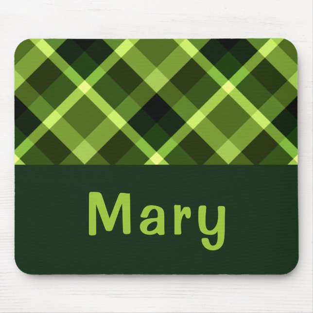 Alfombrilla De Ratón Elegante Mousepad de Monograma Verde Pea (Frente)