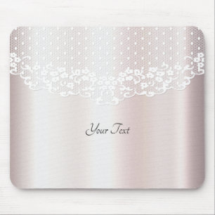 Alfombrilla De Ratón Elegante Mousepad floral de encaje blanco