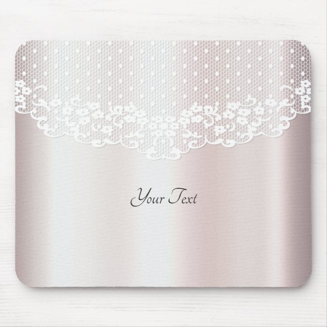 Alfombrilla De Ratón Elegante Mousepad floral de encaje blanco (Frente)