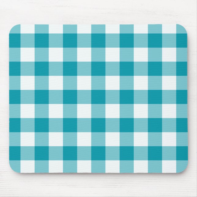 Alfombrilla De Ratón Elegante Mousepad, Verde azulado Check Gingham (Frente)