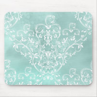 Elegante Mousepad Verde azulado Damask