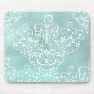 Alfombrilla De Ratón Elegante Mousepad Verde azulado Damask