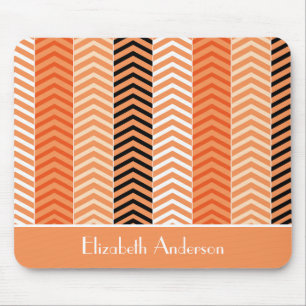 Alfombrilla De Ratón Elegante Naranja moderno con rayas y nombre