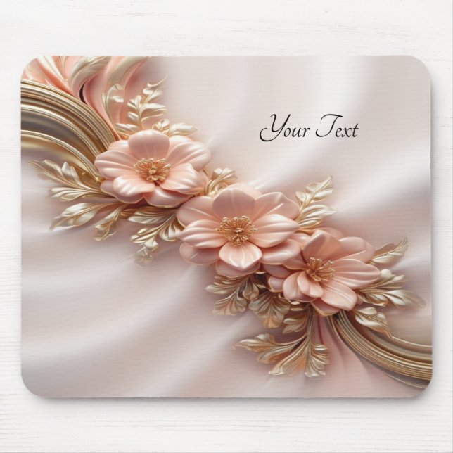 Alfombrilla De Ratón Elegante Naranja Peach Floral Mousepad (Frente)