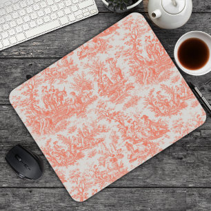 Alfombrilla De Ratón Elegante naranja vintage toile de jouy