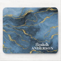 Elegante Navy Blue Agate Geode Marble Monograma