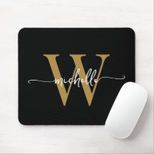 Elegante Nombre con Letra Script Monograma Dorado