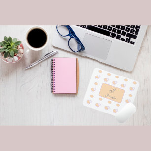 Alfombrilla De Ratón Elegante Oveja Rosa Con Monograma De Patrón De Nub