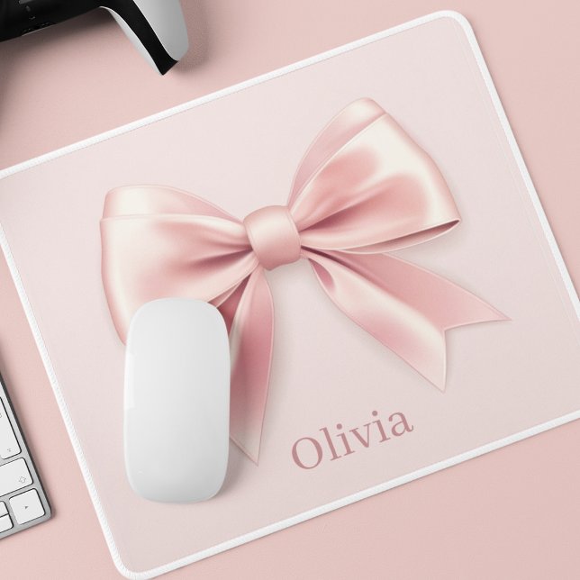 Alfombrilla De Ratón Elegante Pastel Rosa y Nombre Personalizado (Subido por el creador)
