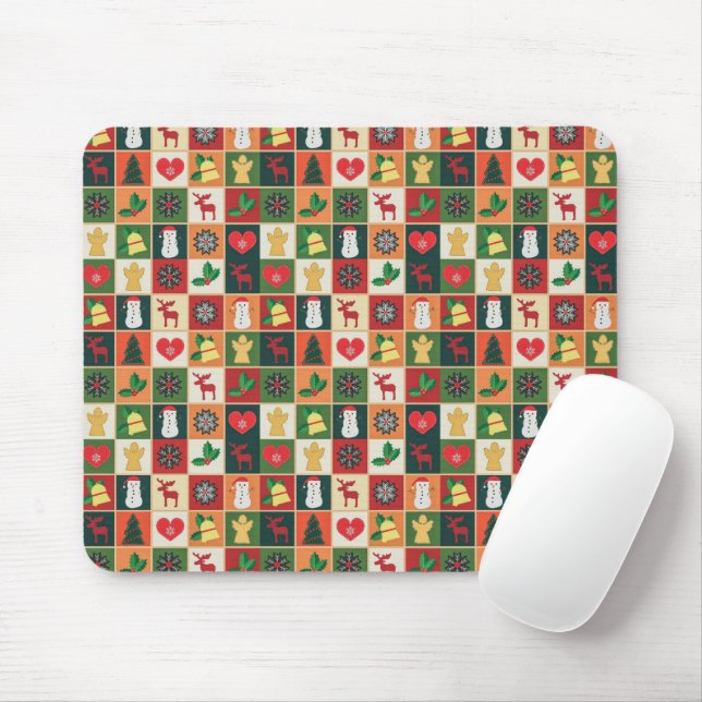 Alfombrilla De Ratón Elegante patrón de Navidades coloridos | Mousepad (Con ratón)