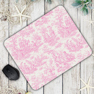 Alfombrilla De Ratón Elegante patrón de Toile de Jouy rosa francés