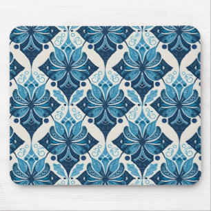 Alfombrilla De Ratón Elegante patrón floral boho en azul