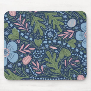 Alfombrilla De Ratón Elegante patrón floral de arte popular botánico vi