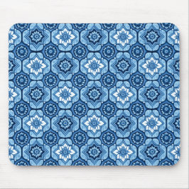 Alfombrilla De Ratón Elegante patrón floral geométrico azul