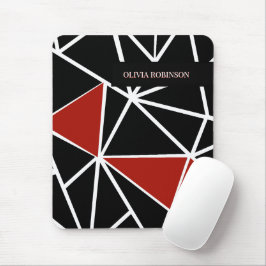 Alfombrilla De Ratón Elegante patrón geométrico negro y rojo