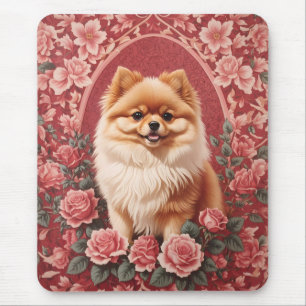Alfombrilla De Ratón Elegante perro pomerano William Morris inspirado