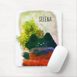 Alfombrilla De Ratón Elegante Personalizado lindo oculto gato azul fluf