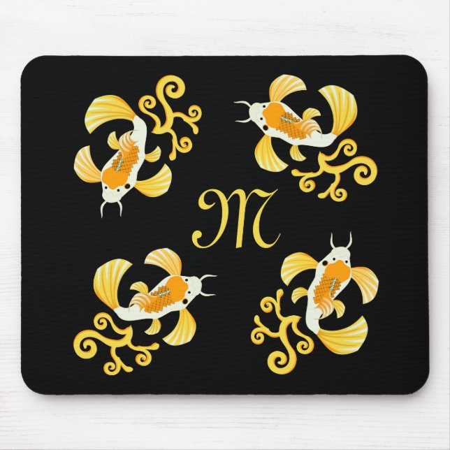 Alfombrilla De Ratón Elegante pez mariposa de Koi dorado (Frente)