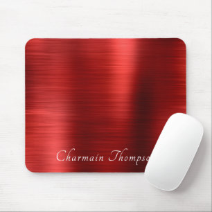 Alfombrilla De Ratón Elegante Pincel Metálico Ruby Rojo