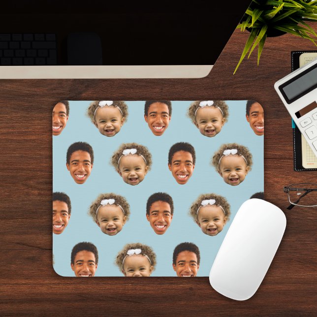 Alfombrilla De Ratón Elegante regalo de mamá azul de acero - Personaliz (Cute Steel Blue Mom 2 Face Photo Personalized Mouse Pad
)