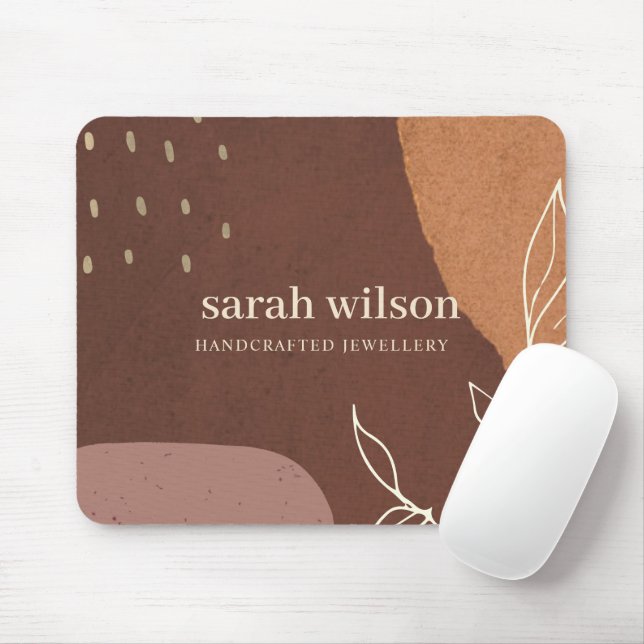 Alfombrilla De Ratón Elegante Resumen Naranja marrón rojizo oliage (Con ratón)