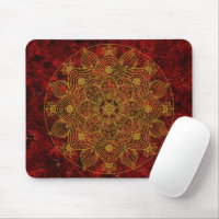 Elegante rojo floral, negro y oro Mandala