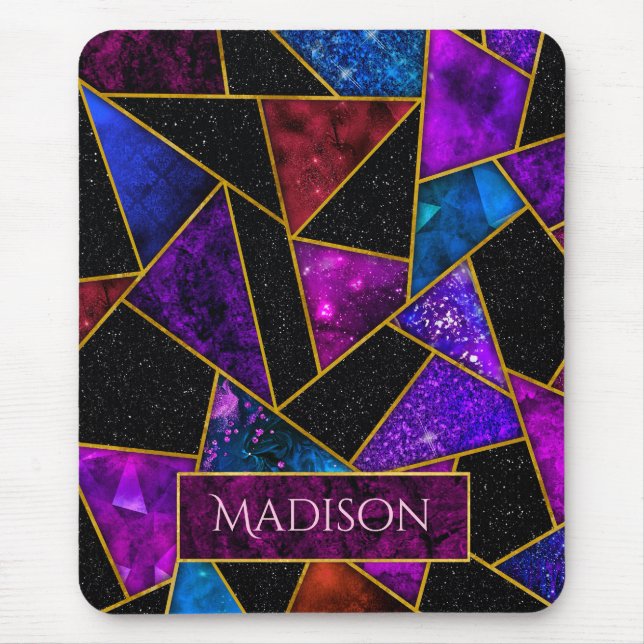 Alfombrilla De Ratón Elegante rojo violeta giratorio geométrico (Frente)