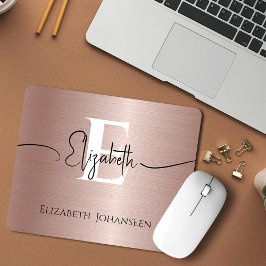 Alfombrilla De Ratón Elegante Rosa de oro cepillado blanco Metalizado m