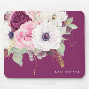 Alfombrilla De Ratón Elegante Rubor Peony Botanical Relieve metalizado 