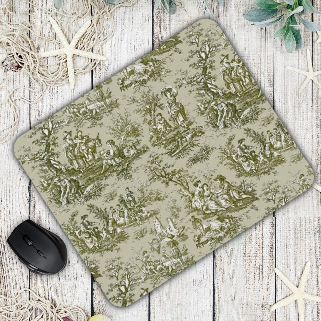Alfombrilla De Ratón Elegante toile de jouy verde oliva (Subido por el creador)